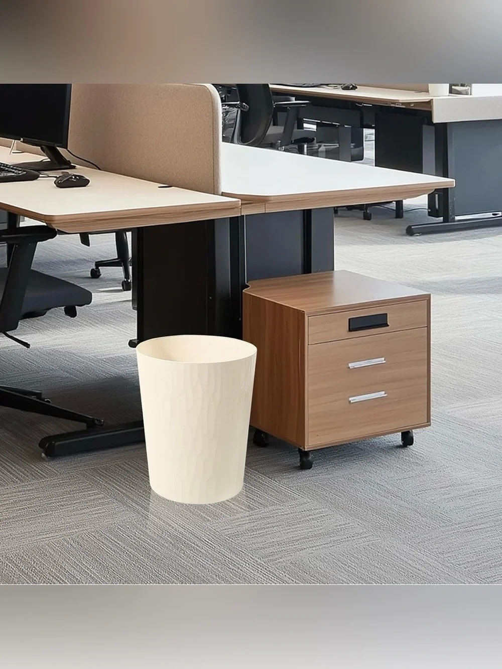 Small Bathroom Trash Can,3 Pack, Beige